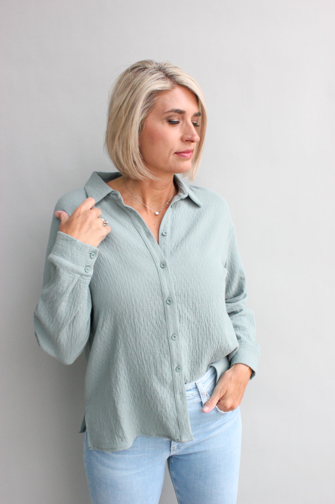 Blue Belle Button Down Top