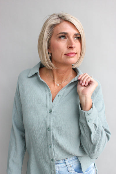 Blue Belle Button Down Top