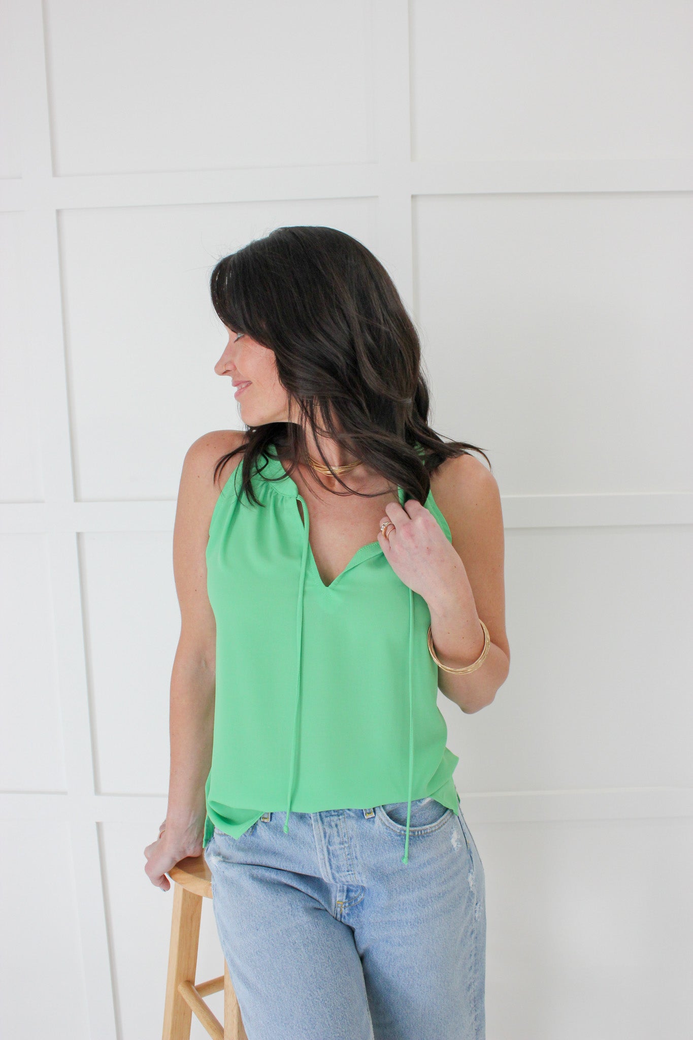 Split Neck Halter Top