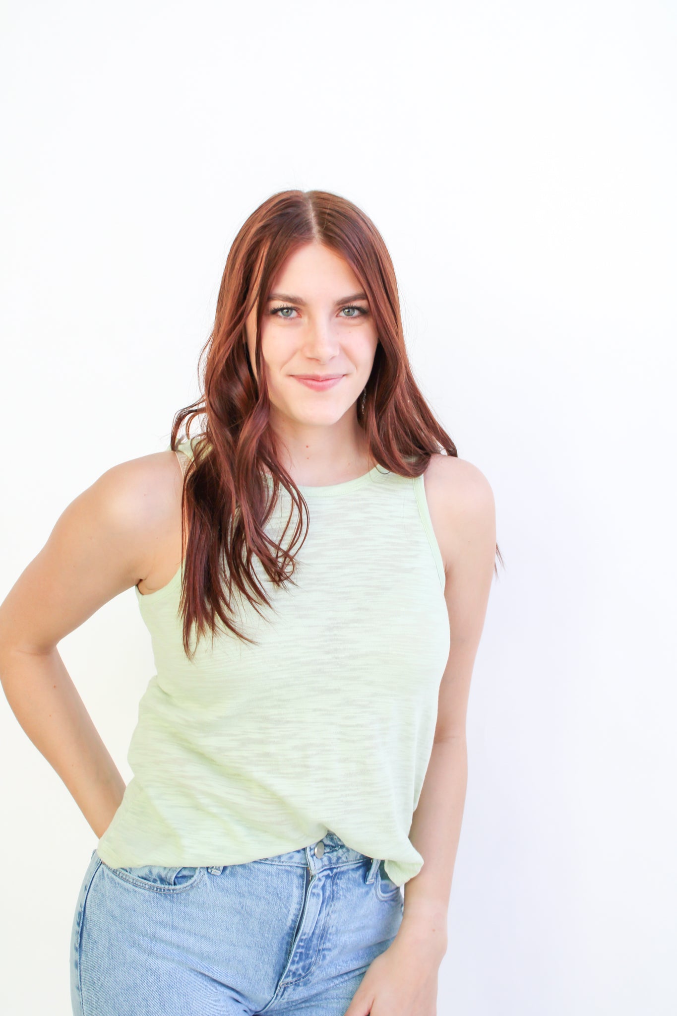 Deep Ruffle V Back Shirttail Tank
