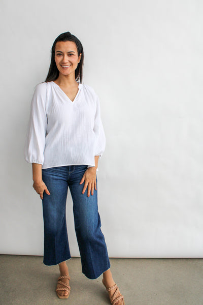 Split Neck Gauze Blouse