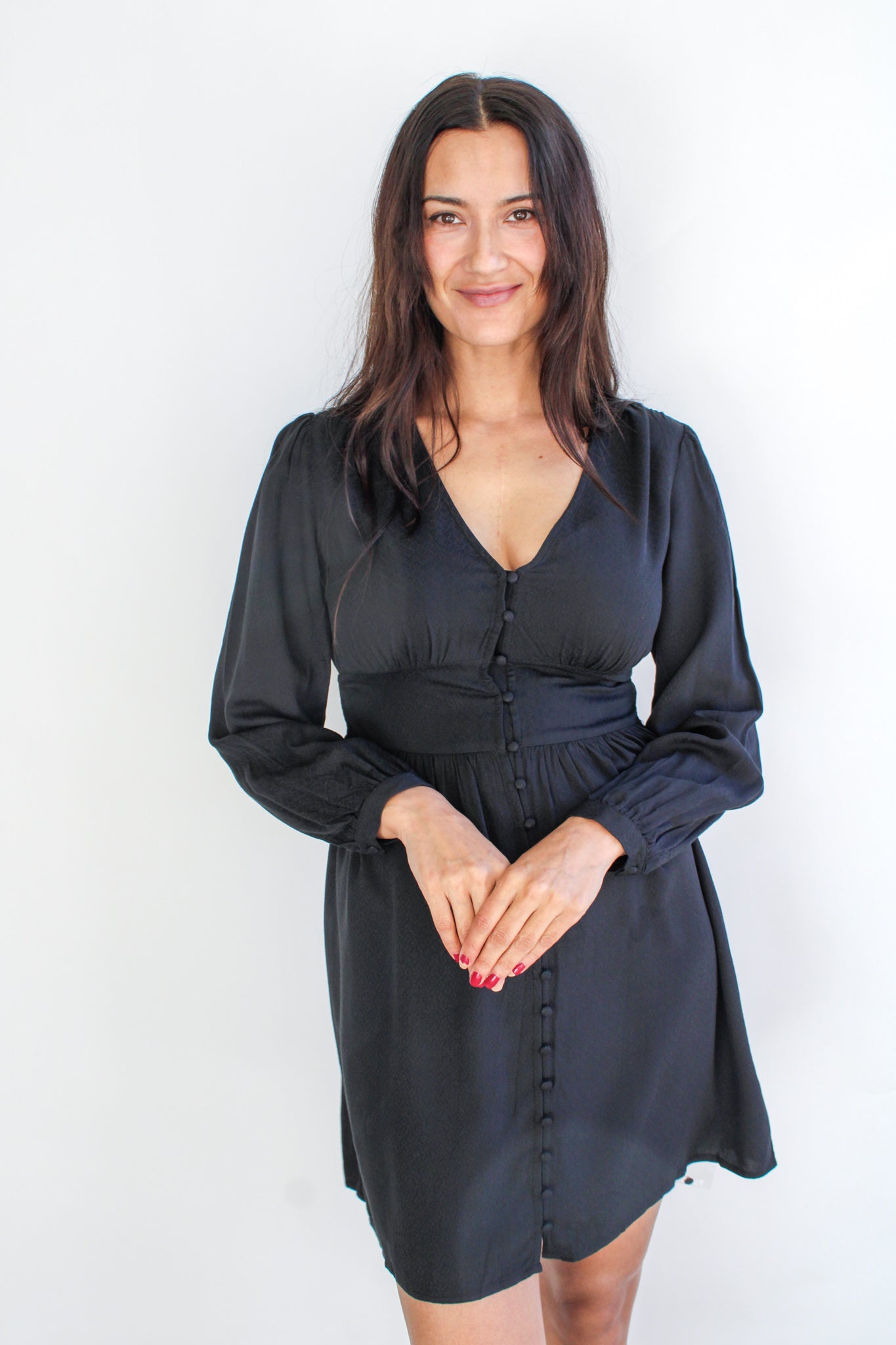 LS Button Down Mini Dress