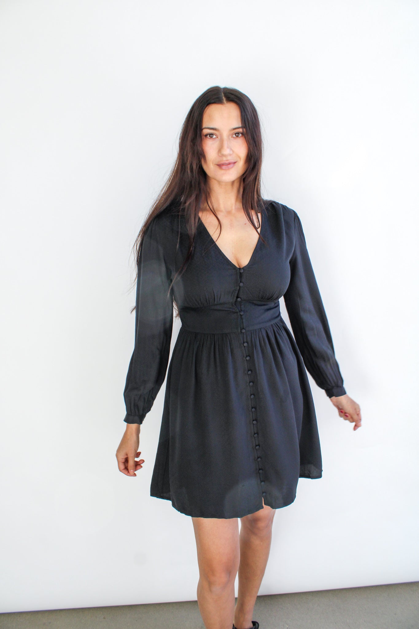 LS Button Down Mini Dress