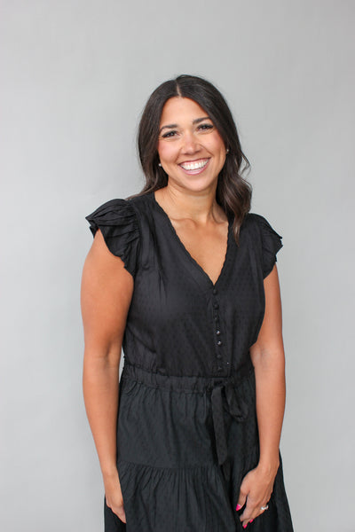 Ruffle Sleeve Jacquard Mini Dress