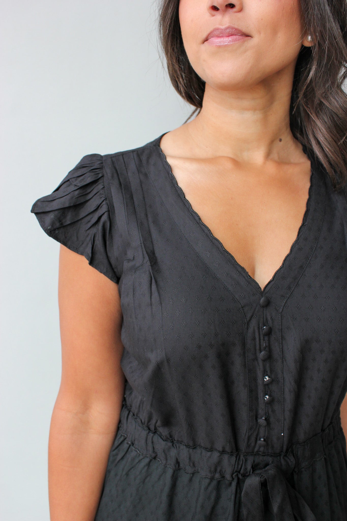 Ruffle Sleeve Jacquard Mini Dress