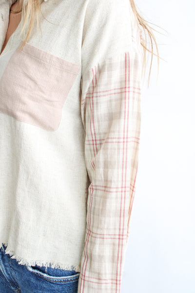 Check Solid Colorblock Shirt