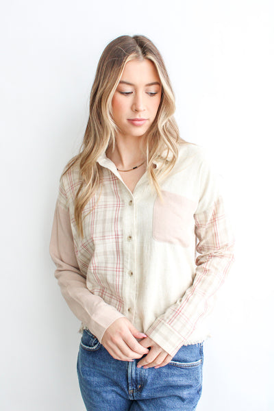Check Solid Colorblock Shirt