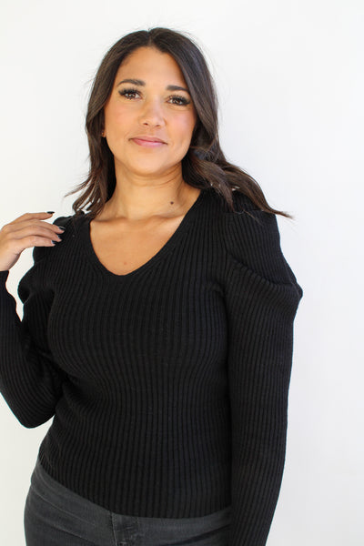 Sweater with pintuck ruched sleeve